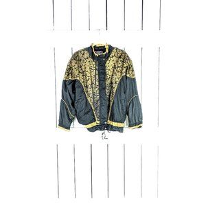 Vintage black gold nylon ski/snowboard snow ski wear jacket M